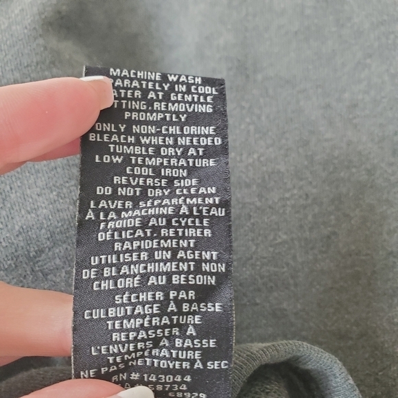 7FAMK 7 For All Mankind Women's Cropped Ruffle Shoulder Dark Gray Sweatshirt - Picture 12 of 14